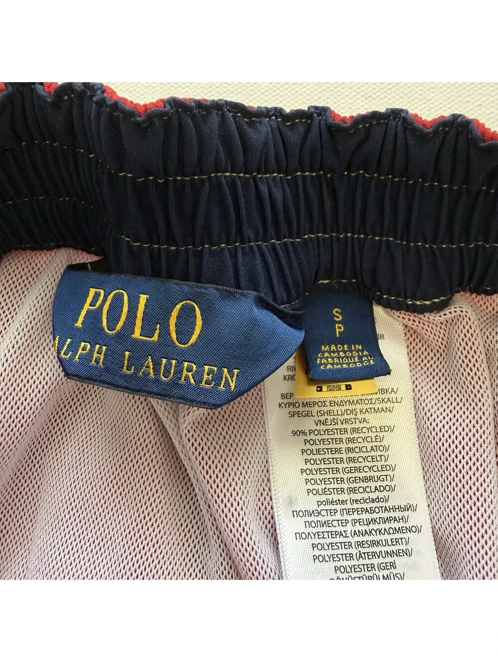 Polo Ralph Lauren Mens S Red Swim Trunks Board Shorts Cargo Drawstring Pony